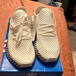 Adidas Mesh White and Black Trainers